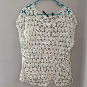 Skye's the Limit Ivory Crochet Floral Top